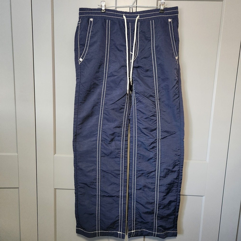 New True Religion 32 Vinny Ultra Baggy Nylon Pants Navy Blue Men's